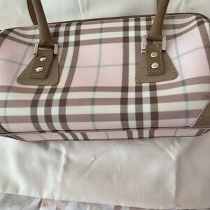 Burberry Checkered Crossbody Bag with Dark Brown Straps